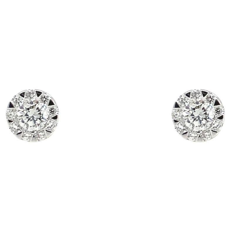 Memoire Bouquet Collection Diamond Stud Earrings 0.50ctw 18k White Gold For Sale