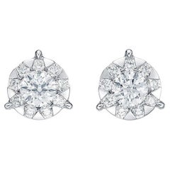 Memoire Bouquet Collection Diamond Stud Earrings 1.33ctw Wid 6 Carat TW "Look"