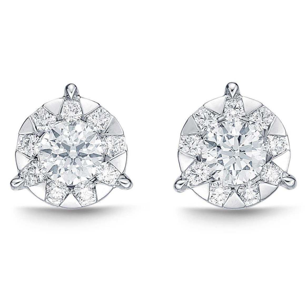This Memoire Bouquet Collection Diamond Stud Earrings 1.33 ctw with 6 carats TW has been set in 18K White Gold, featuring 20 Round Brilliant Cut Diamonds. For its 1.33 ctw, each diamond offers the 