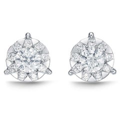 Memoire Bouquet Collection Diamond Stud Earrings 1.33 ct with "Look" of 3 Carat