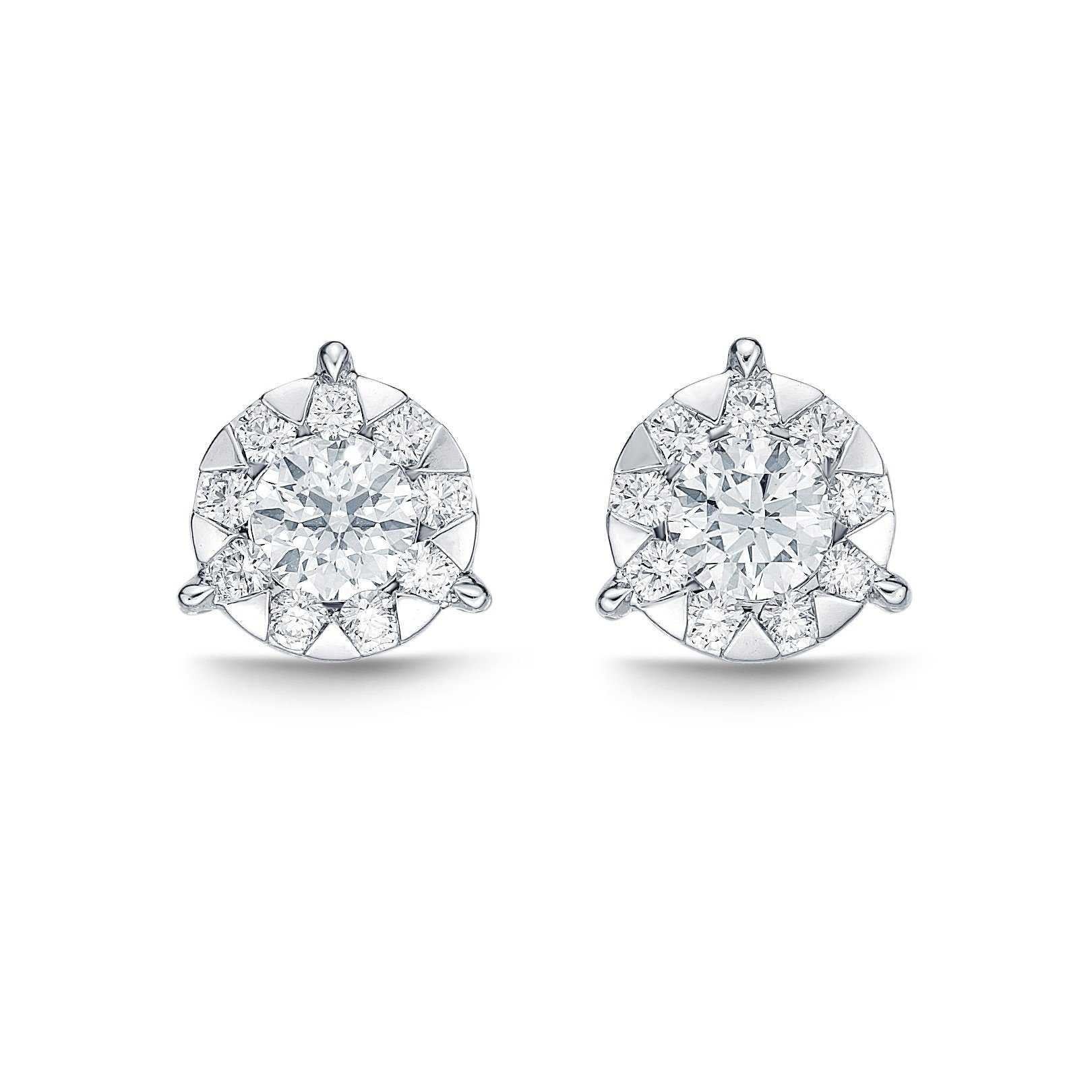 Modern Memoire Bouquet Collection Diamond Stud Earrings 1.33 ct with 