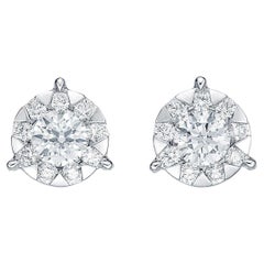 Memoire Bouquet Collection Diamond Stud Earrings 1.33 ct with "Look" of 3 Carat