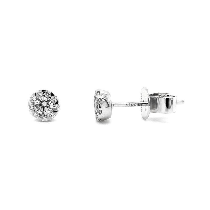 Memoire Bouquet Collection Every Day Diamond Studs in 18Kt White Gold In New Condition For Sale In Los Gatos, CA