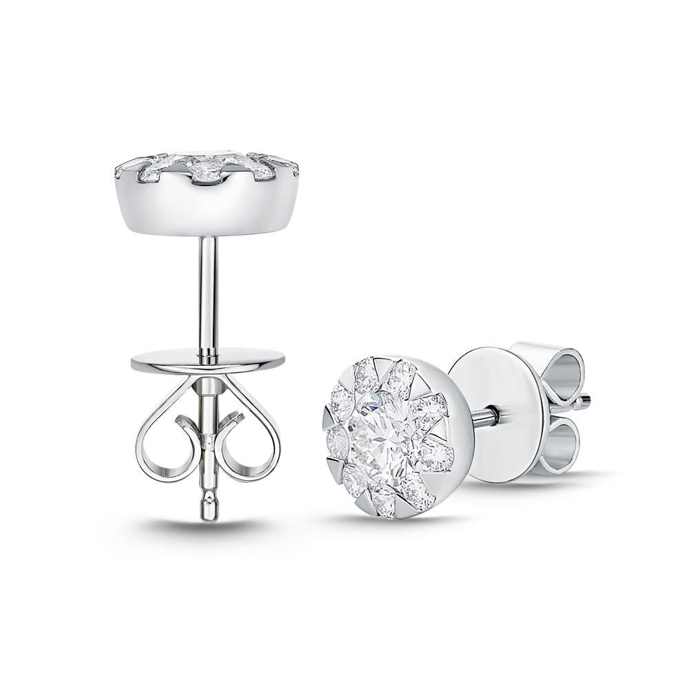 Memoire Bouquet Collection Every Day Diamond Studs in 18Kt White Gold For Sale 1