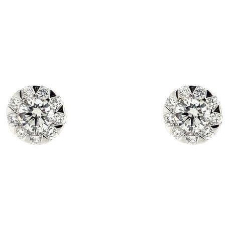 Clous d'oreilles en or blanc 18 carats avec diamants de la collection Bouquet de tous les jours en vente