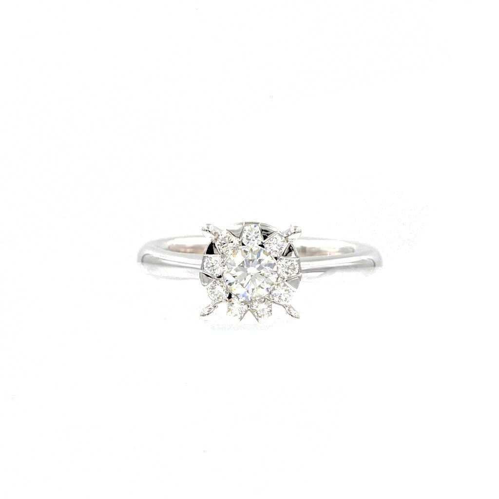 Round Cut Memoire Bouquets Collection Engagement Diamond Ring 0.65 ctw  Looks Like a 2 cts For Sale