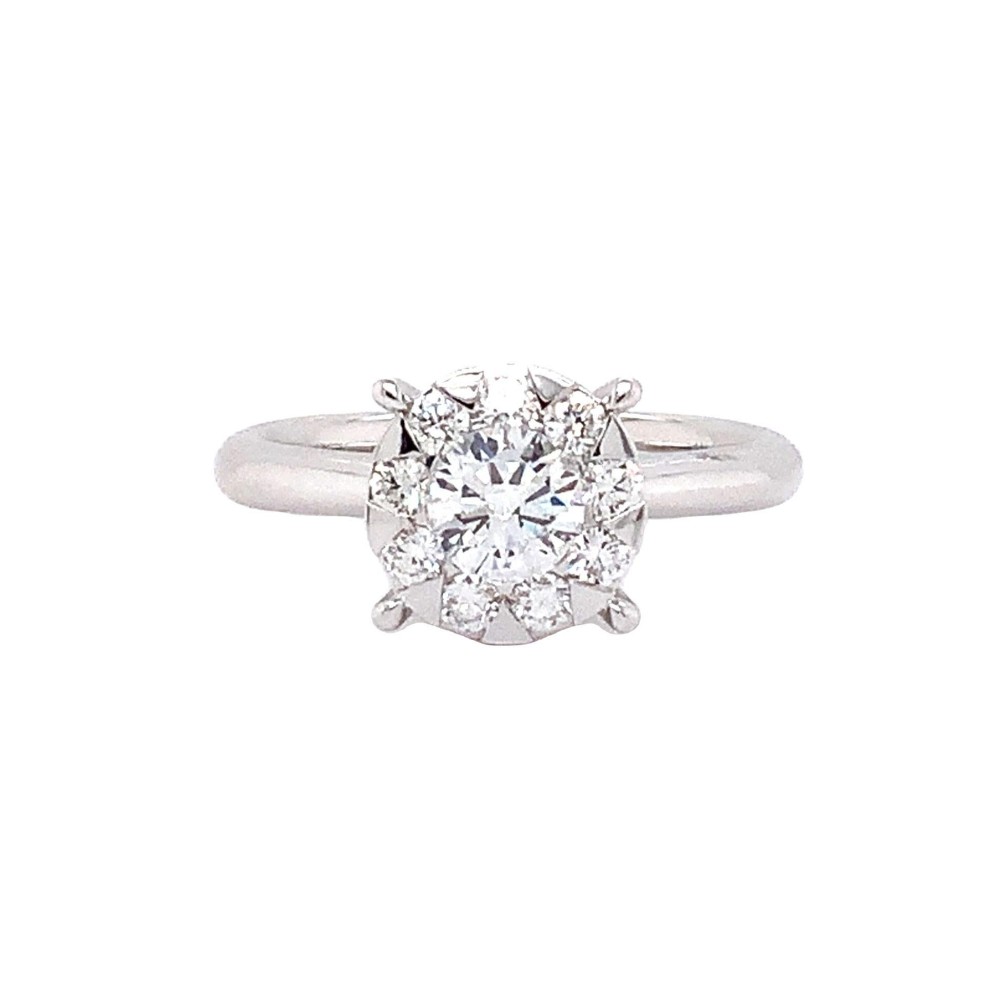 Modern Memoire Bouquets Collection Engagement Diamond Ring 0.87ctw Looks like a 3 Car For Sale