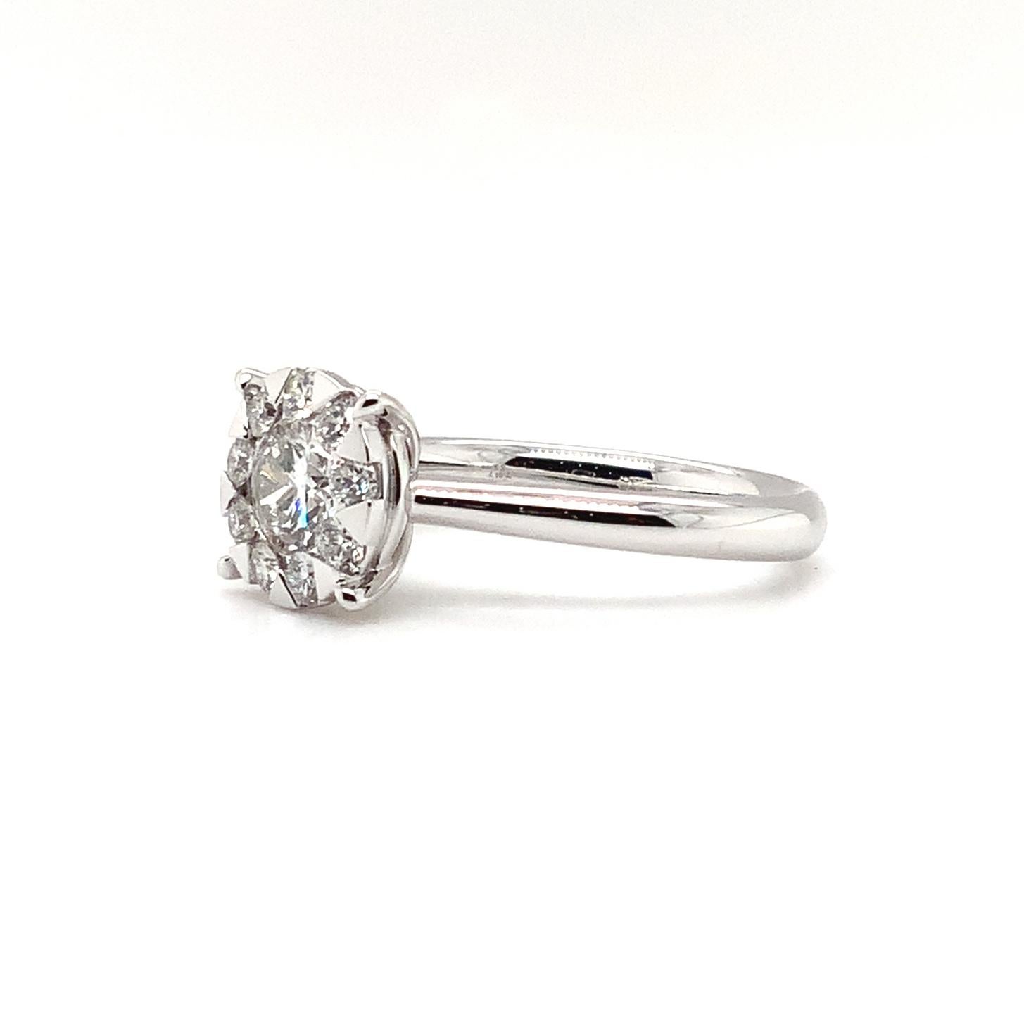 Brilliant Cut Memoire Bouquets Collection Engagement Diamond Ring 0.87ctw Looks like a 3 Car For Sale