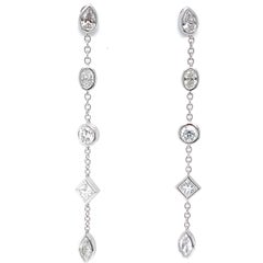 Memoire Cascade Mixed Cut Fancy Shaped Diamond Drop Earrings 18k White Gold