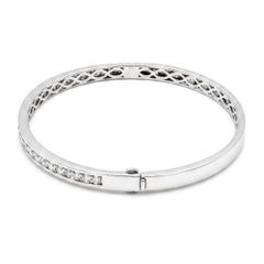 Memoire Channel Set Round Diamond Bangle Bracelet 18K White Gold 2.30Ctw