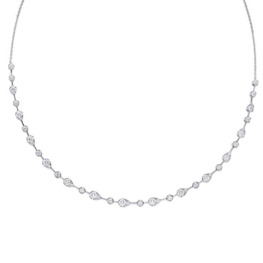 Art Deco Memoire Collection Diamond Vintage-Inspired Petal Necklace 42 Diamond Equal 3.04 For Sale