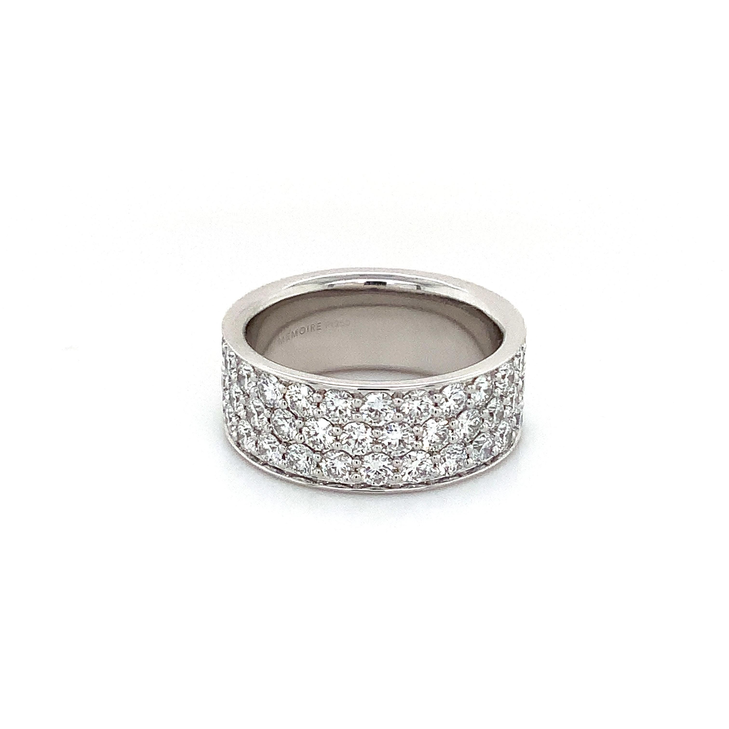 Modern Memoire Collection Pavé Silk Half Round Diamond Band 2.27ctw Set in Platinum For Sale