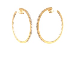 Memoire Collection Round Shared Prong Diamond Hoop Set in 18k Yellow Gold