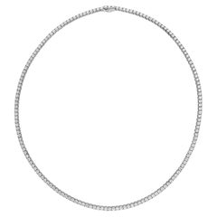 Memoire Collection Uniform 4 Prong Line 5.14ct Diamond Necklace Set in 18k White