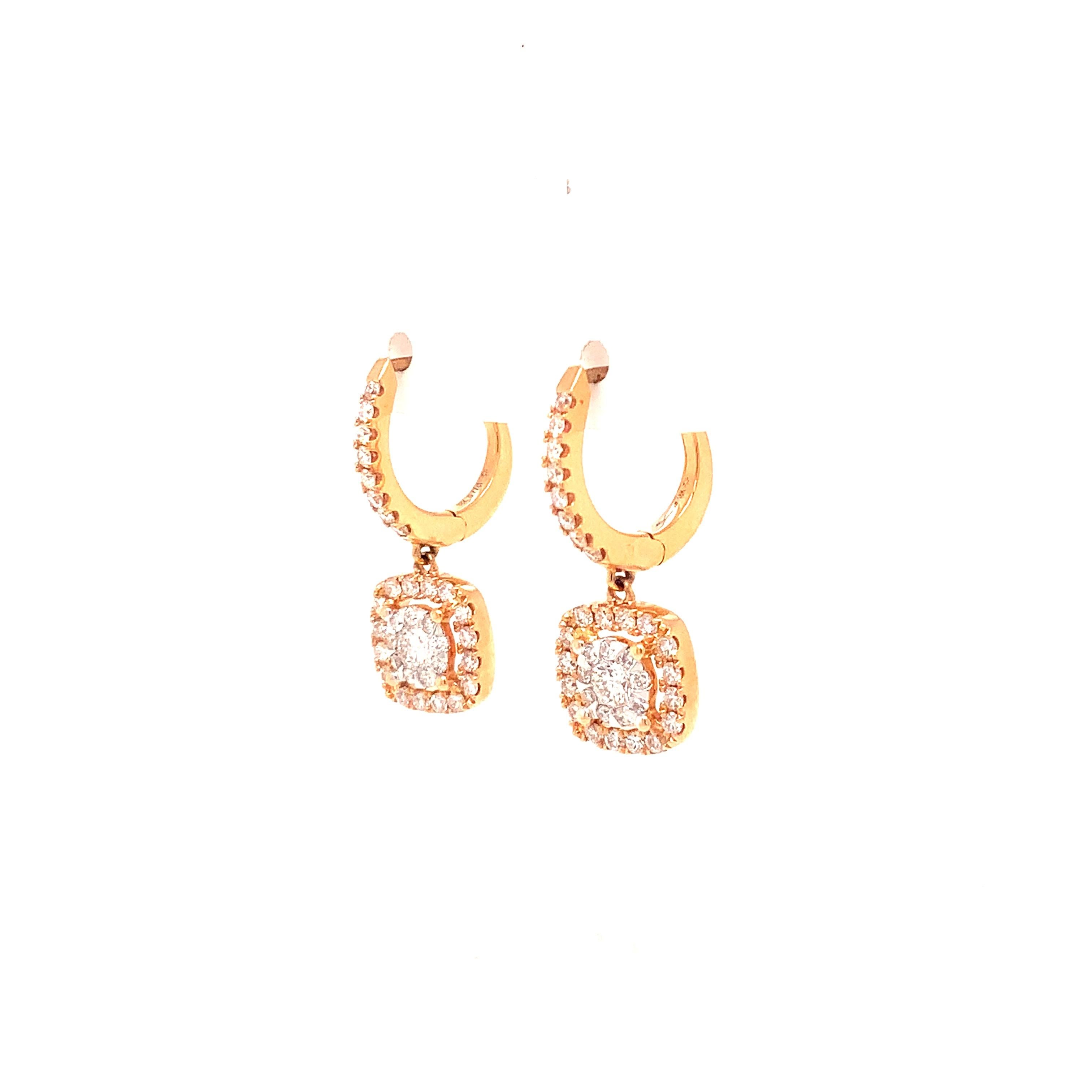 Boucles d'oreilles en goutte en or rose 18 carats collection Bouquet de diamants Memoire Pour femmes en vente