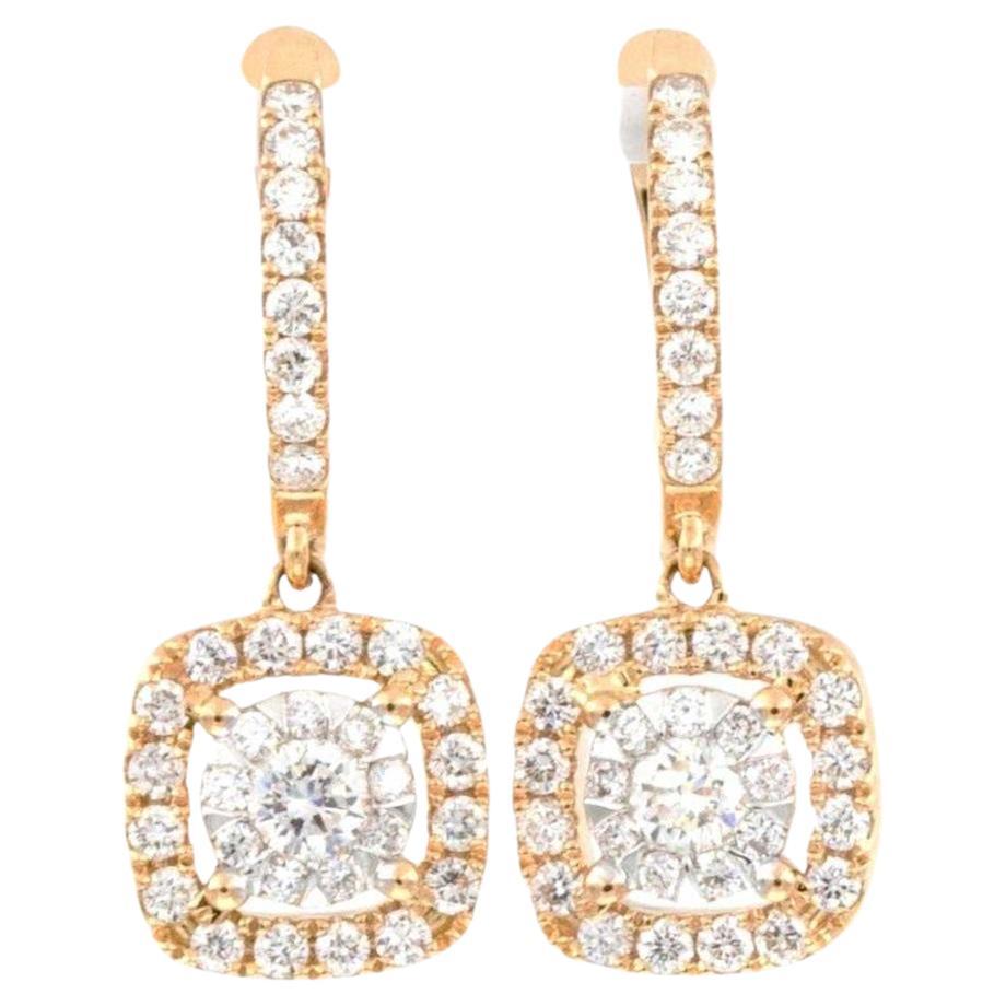 Boucles d'oreilles en goutte en or rose 18 carats collection Bouquet de diamants Memoire en vente