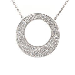 Memoire Diamond Circle Pavé Necklace 62 Round Brilliant Diamond 1.01ctw 18k Whit