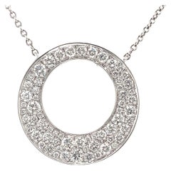 Memoire Diamond Circle Pavé Necklace 62 Round Brilliant Diamond 1.01ctw 18k Whit