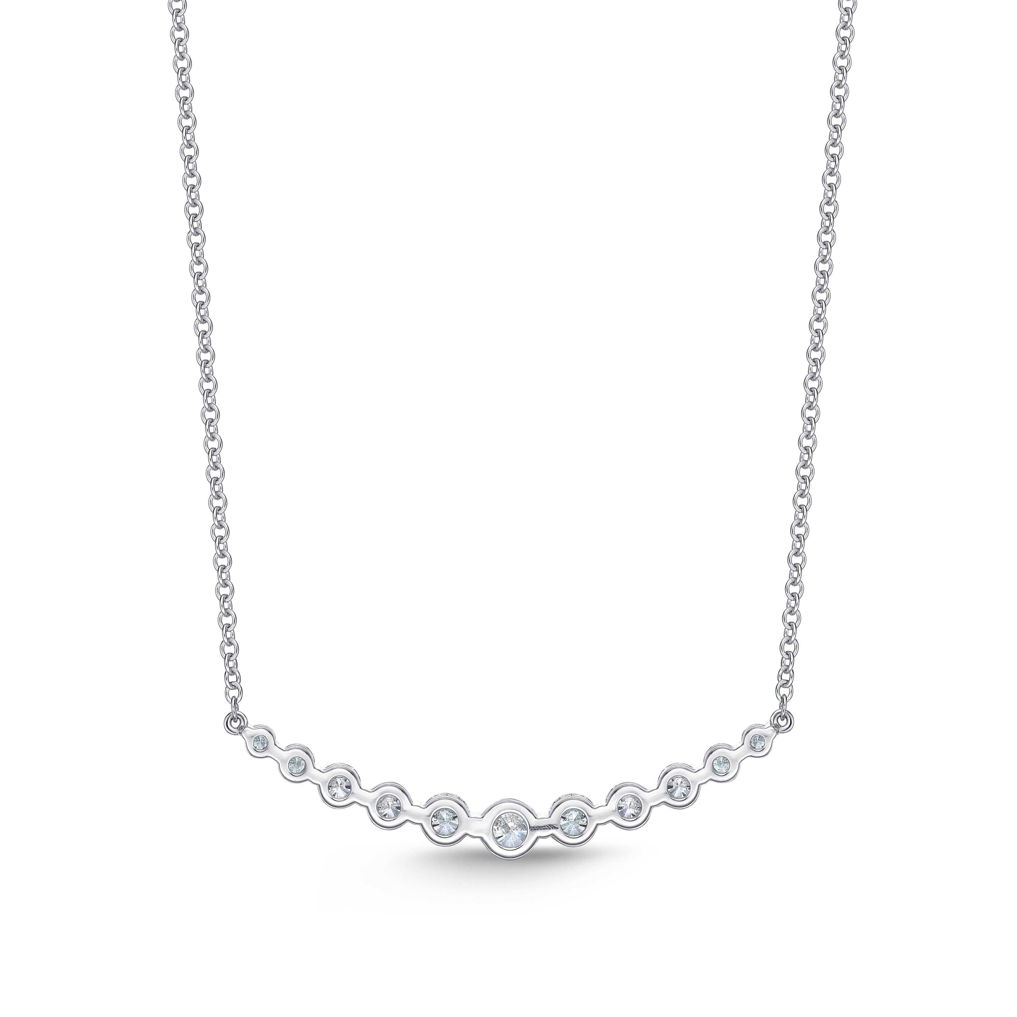 Modern Memoire Diamond Classic Smile Necklace 1ct. TW. Set In 18k White Gold For Sale