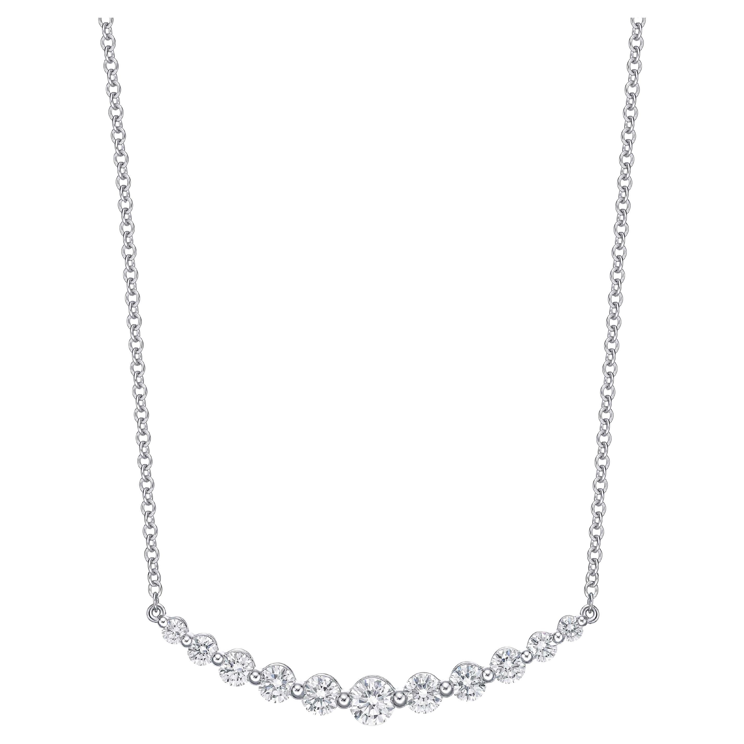 Memoire Diamond Classic Smile Necklace 1ct. TW. Set In 18k White Gold For Sale