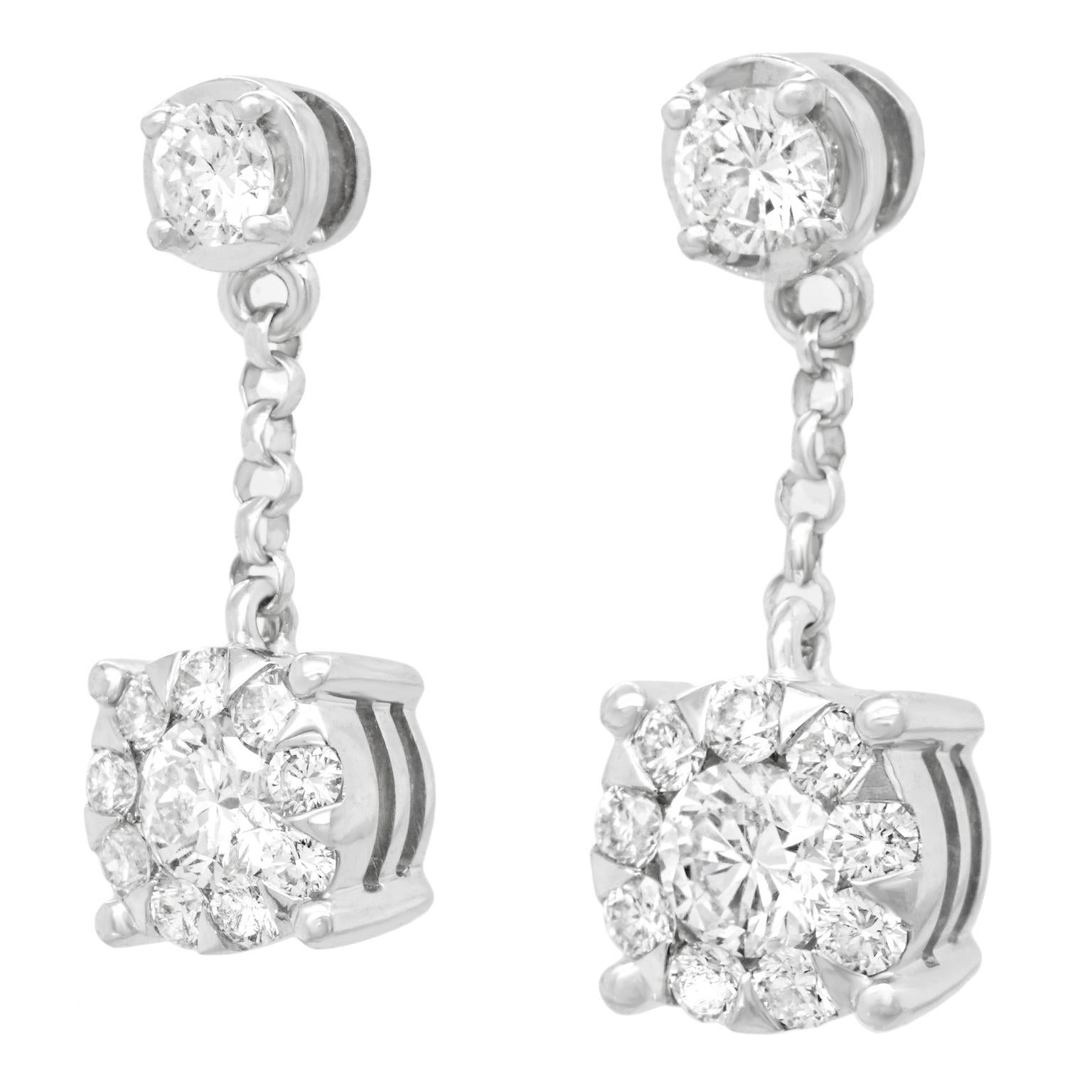 Brilliant Cut Memoire Diamond Drop Earrings 18k, C2000s
