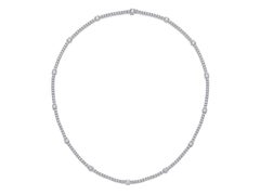 Memoire Diamant Station Tennis-Halskette 18 Karat Weißgold 7,09 Karat Diamant