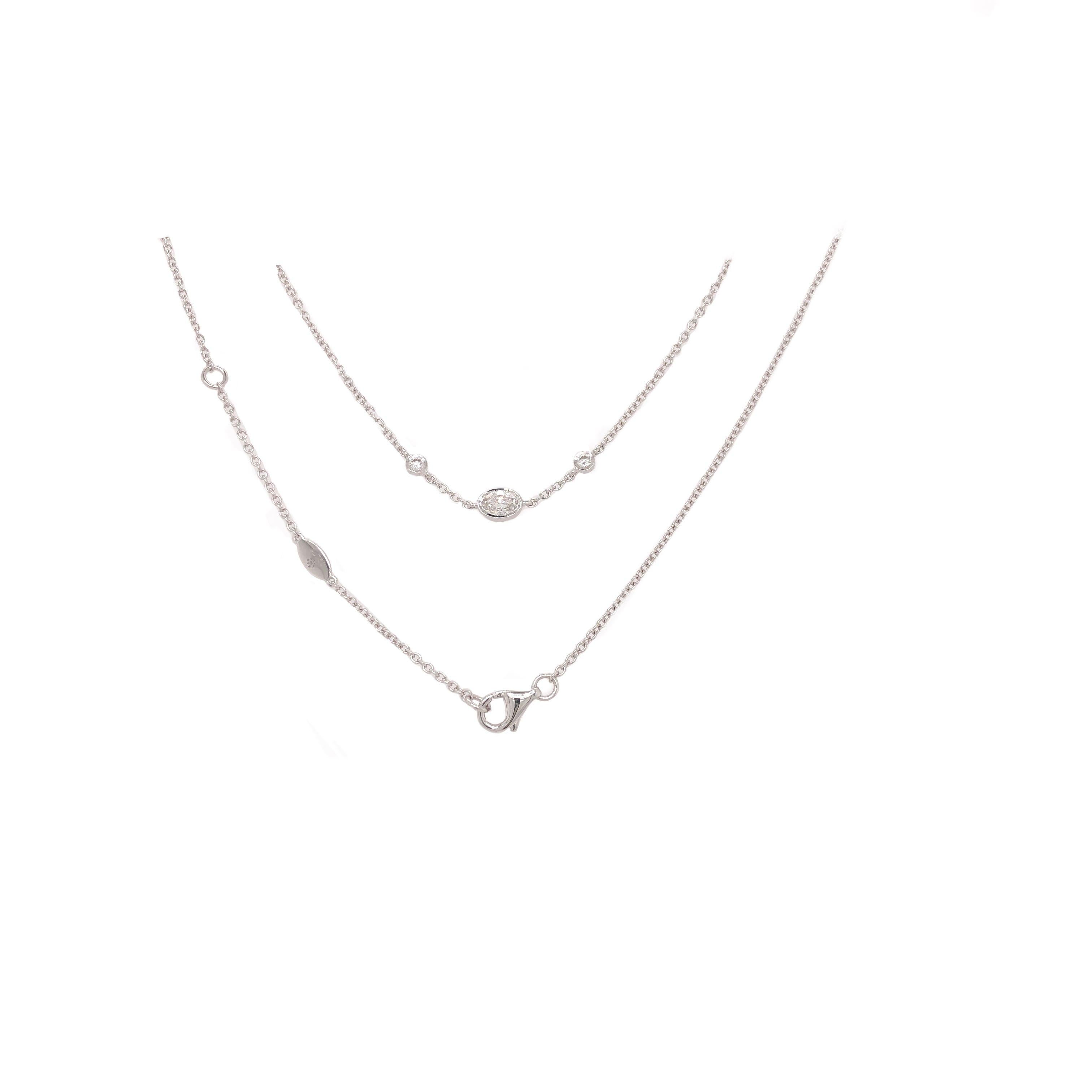 Memoire Diamonds By The Yard Halskette mit ovalen und runden Diamanten, 2,27 Karat 18K  im Zustand „Neu“ im Angebot in Los Gatos, CA