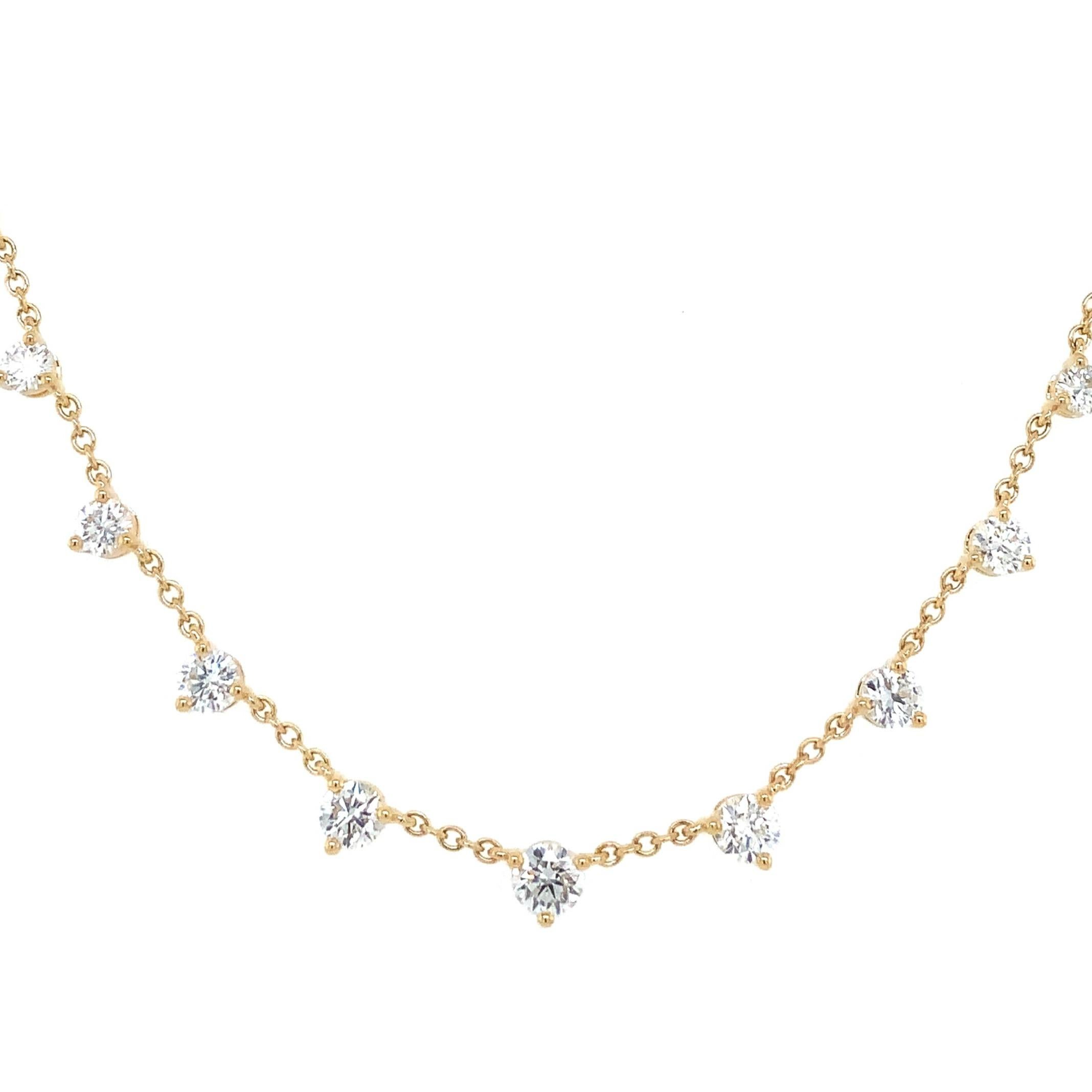 Brilliant Cut Memoire Essential Collection Diamond Necklace Set in 18k Yellow Gold For Sale