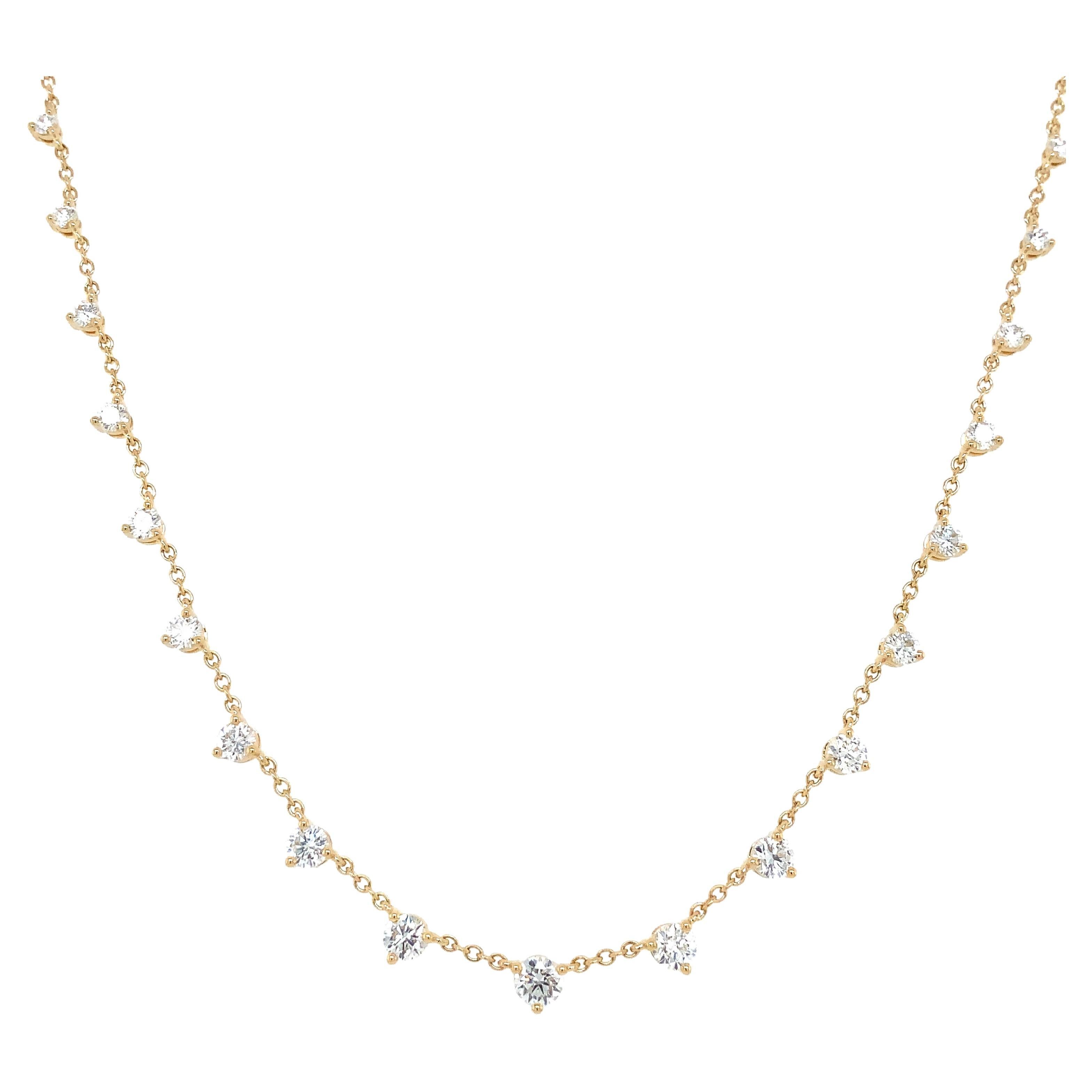 Memoire Essential Collection Diamond Necklace Set in 18k Yellow Gold For Sale