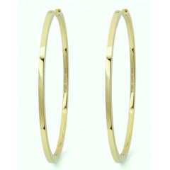 Memoire Inside Out Natural Diamond Oval Hoop Earrings 18K Yellow Gold 1.25Ctw