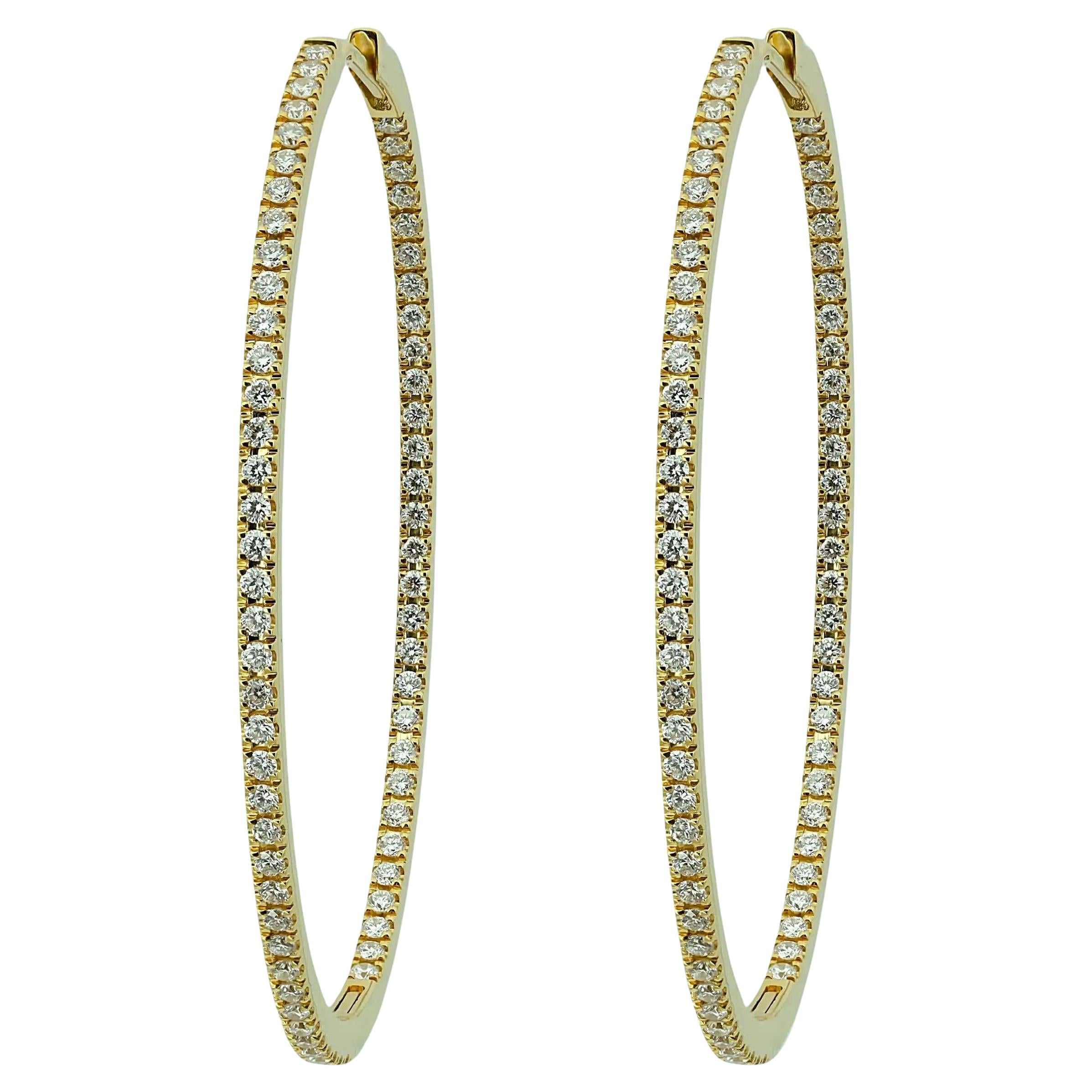 Memoire Inside Out Ovale Ohrringe mit Naturdiamanten 18K Gelbgold 1,25Ctw