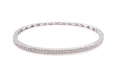 Bracelet jonc à charnière Memoire Milgrain blanc 18 carats avec diamants taille brillant rond 0,76 carat poids total