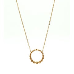 Memoire Milgrain Circle Diamond Pendant Necklace 18k Yellow Gold 0.65ctw