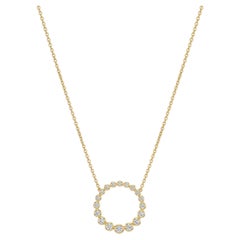 Memoire Milgrain Circle Diamond Pendant Necklace 18k Yellow Gold 0.65ctw