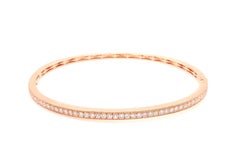 Memoire Milgrain Hinge Bangle Round Brilliant Cut Diamonds 0.85ctw 18k Rose Gol