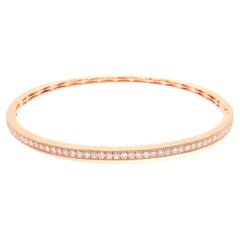 Bracelet jonc à charnière Memoire Milgrain avec diamants ronds taille brillant 0,85 carat et Gol rose 18 carats