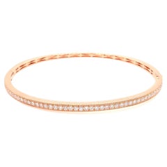 Memoire Milgrain Hinge Bangle Round Brilliant Cut Diamonds 0.85ctw 18k Rose Gol