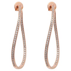 Memoire Pave Set Diamant innen heraus Twist Hoop Ohrringe 18K Rose Gold 2.00Ctw