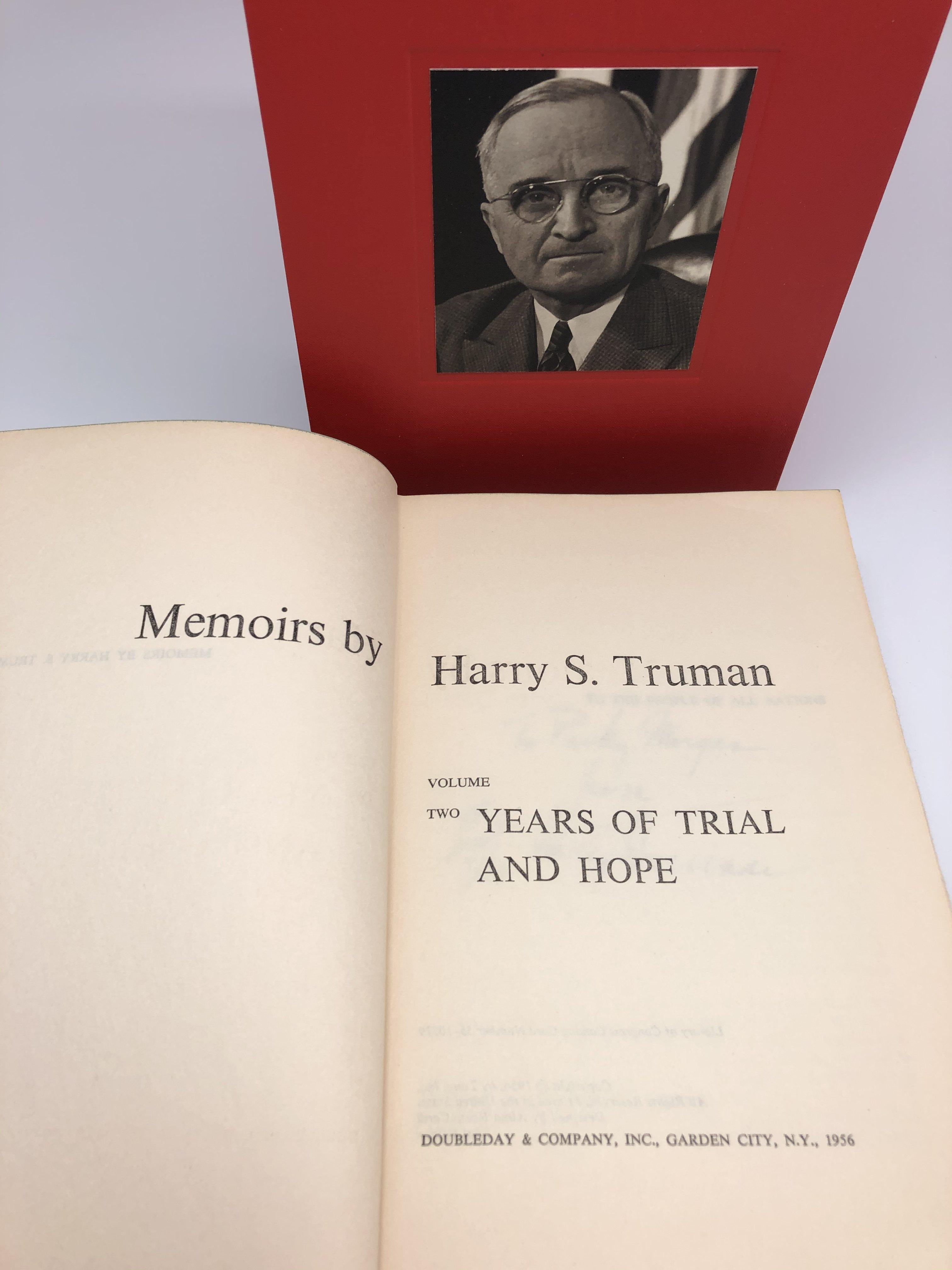 20th Century Memoirs Year of Decisions and Years of Trial and Hope, Signed and Inscribed For Sale
