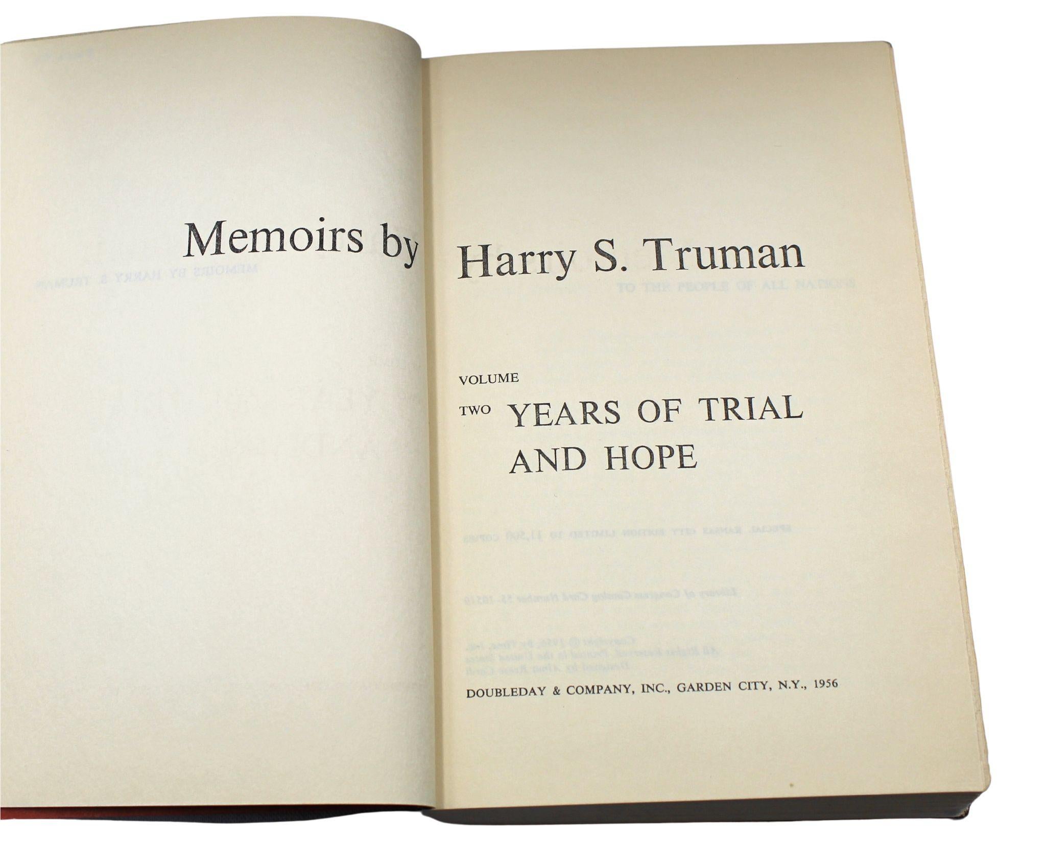 Paper Memoirs: Year of Decisions and Years of Trial and Hope, Signed by Harry Truman For Sale
