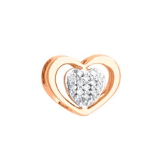 Memorable Heart-Shaped 14 Karat Pink Gold and Diamond Pendant for Necklace