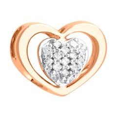 Memorable Heart-Shaped 14 Karat Pink Gold and Diamond Pendant for Necklace