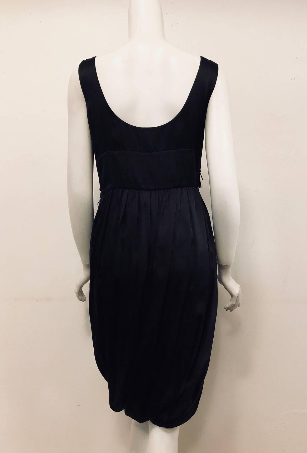 Memorable Moschino Black Silk Dress With Oscillating Black Beads at Waist  For Sale 1