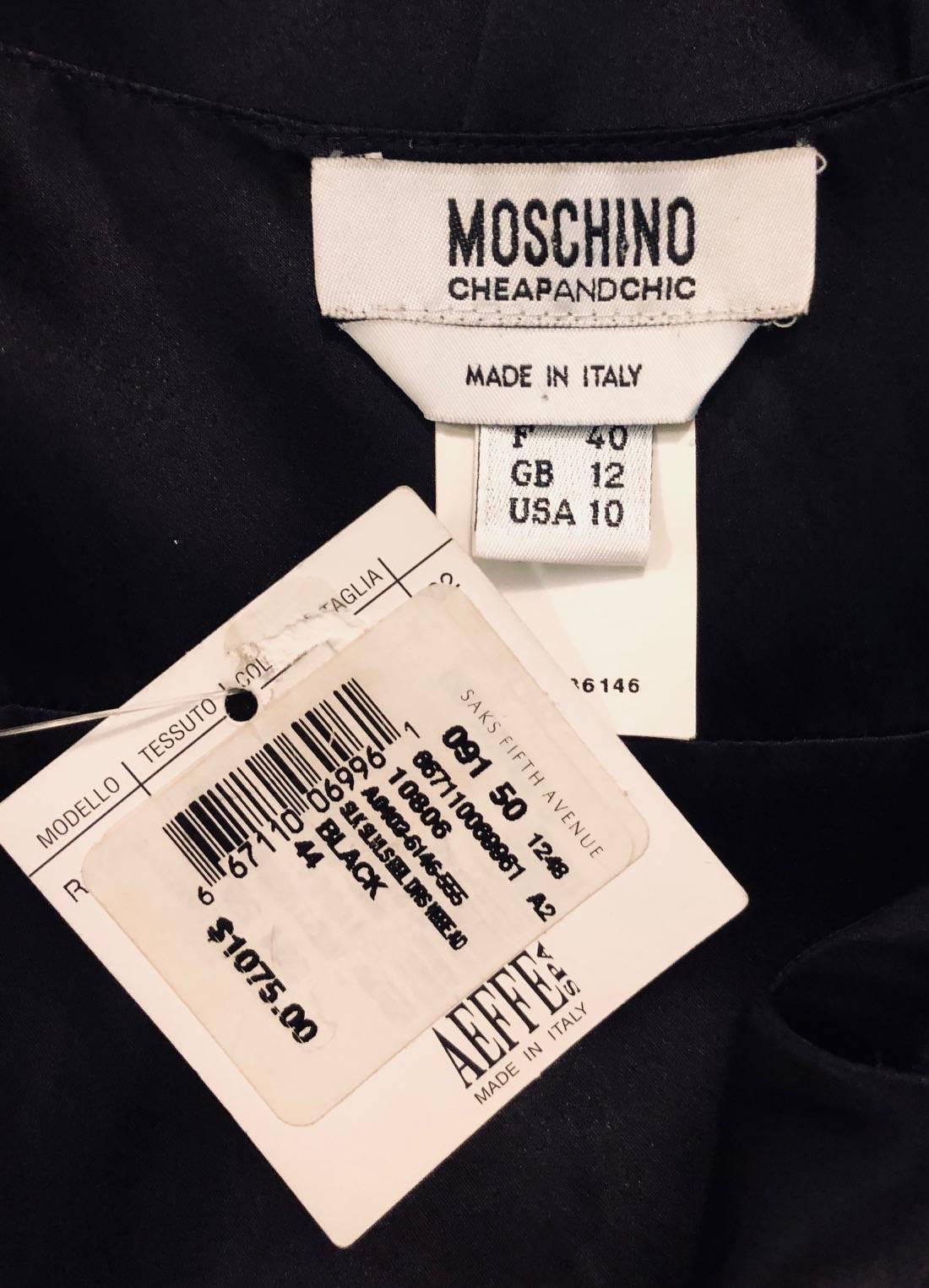 Memorable Moschino Black Silk Dress With Oscillating Black Beads at Waist  For Sale 2