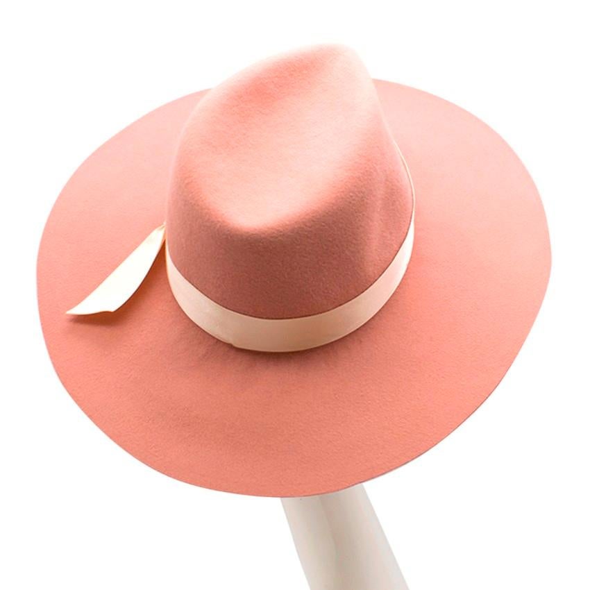 Orange Memoria Hats Rabbit Fur Pink Wide Brimmed Hat S