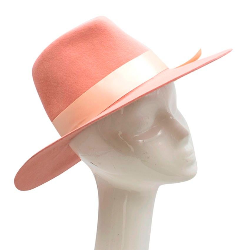 Memoria Hats Rabbit Fur Pink Wide Brimmed Hat S In Excellent Condition In London, GB