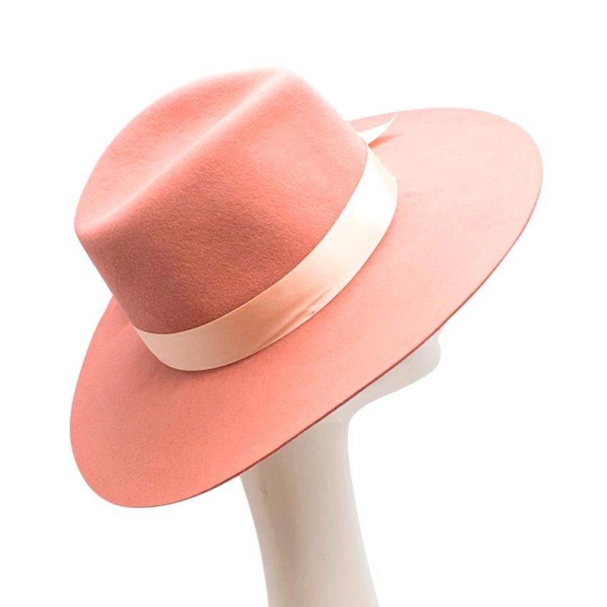 Women's Memoria Hats Rabbit Fur Pink Wide Brimmed Hat S