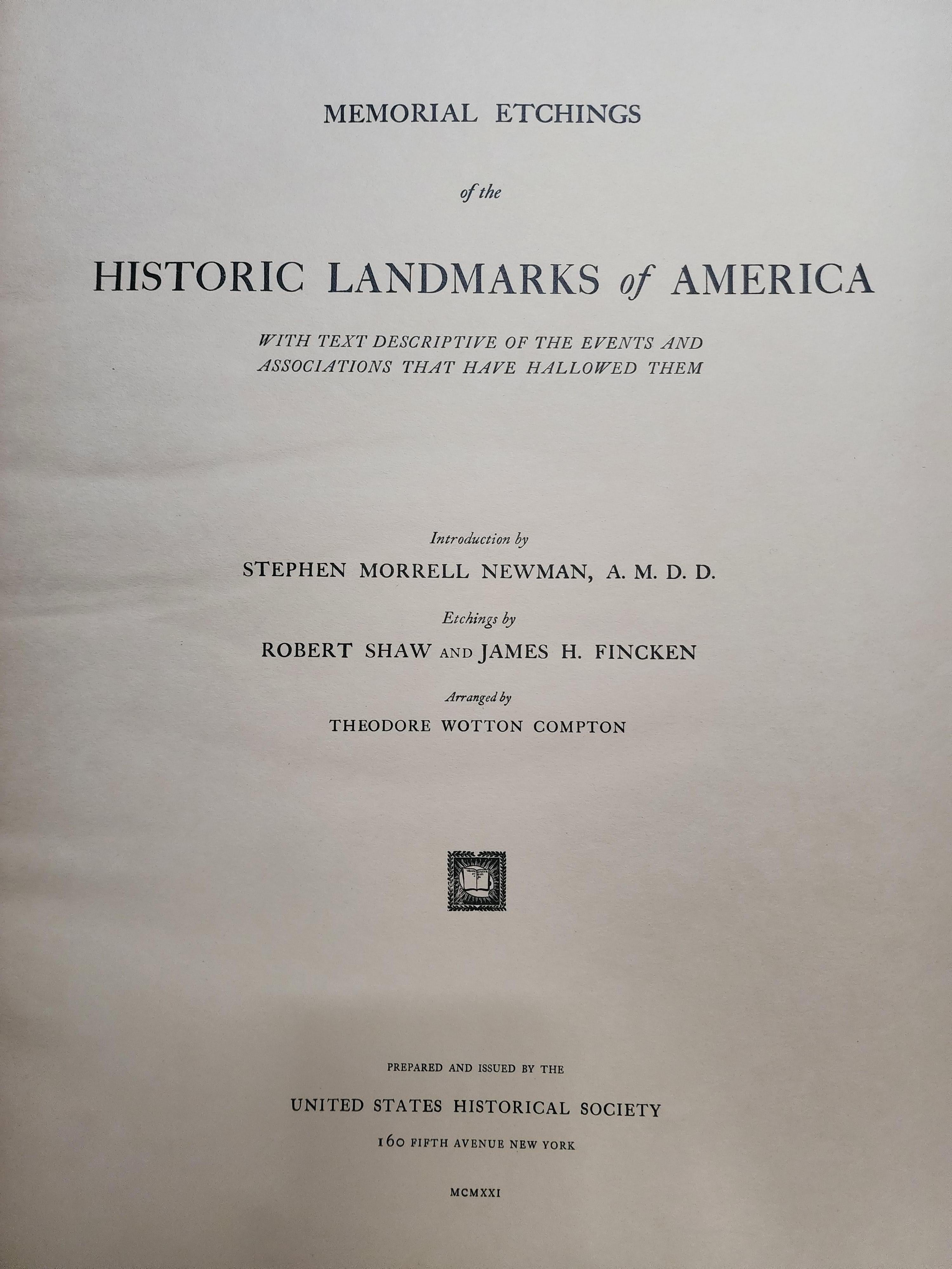 Memorial Etchings of the Historic Landmarks of America, 1921 For Sale 6