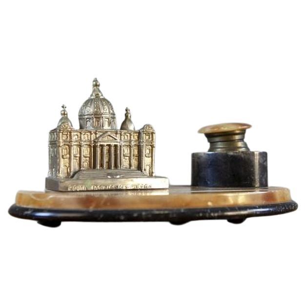 Memorial Marble Inkwell from the Early 20th Century For Sale