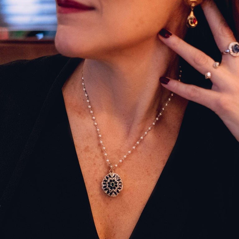 Collier Or Blanc 18 Carats Avec Diamants Naturels - Poids 2.49g, Occasion